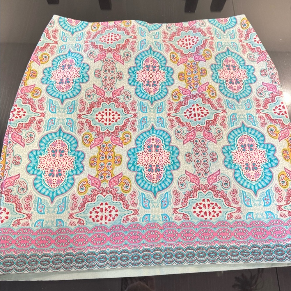 Talbots Bright Mediterranean Print Mini Skirt - Pink, Turquoise, Yellow